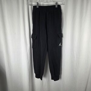 Jordan Cargo Sweatpants Jogger Pants Kids 10-12 Black Fleece Pull On Logo Youth